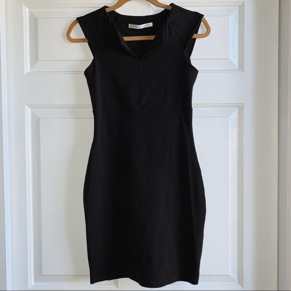 Susana Monaco Split Neck Deep Brown Jersey Dress